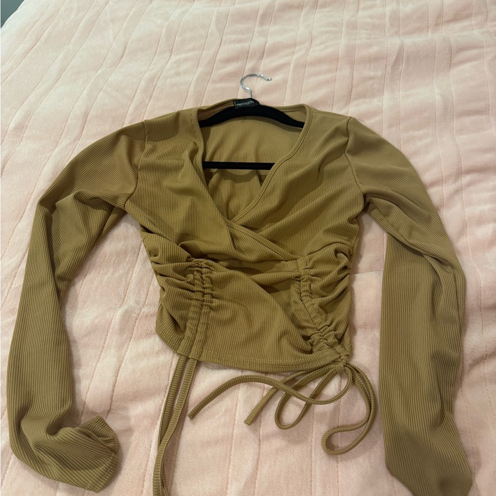 PrettyLittleThing Tan Wrap Top